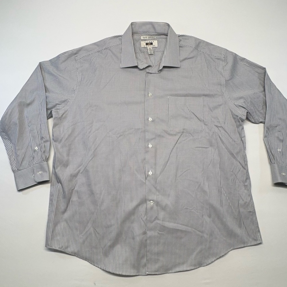 Joseph Abboud Blue & White Micro-Check Button Down Dress Shirt Size 35-36 (18.5)